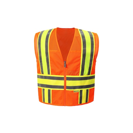 2W International Minnesota Hi-Vis Safety Vest XL Class 2 H Back, , Zipper 4 Pockets MN321C-2 XL